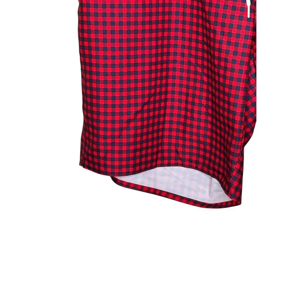 St. John's Bay Men Shorts Checkered Elastic Waist Drawstring‎ Gingham Red XL NWT